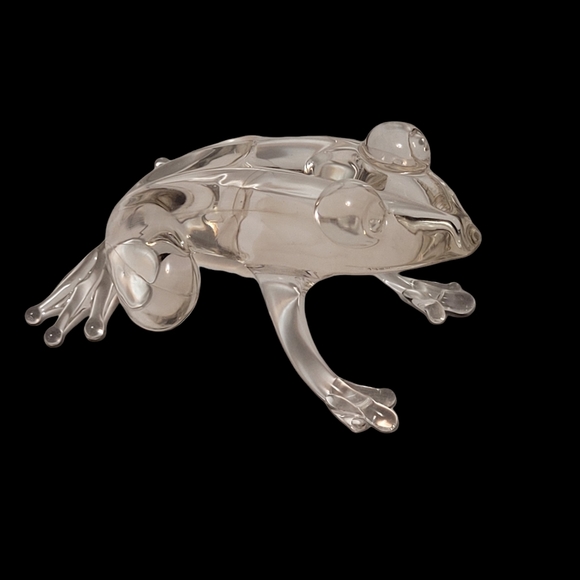 Clear Glass HAND BLOWN FROG Figurine Paperweight - Picture 8 of 8